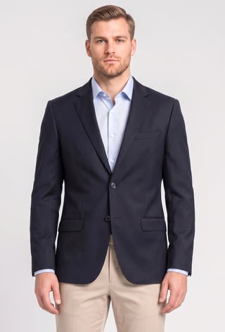 Men Slim Fit Long Sleeve Plain Casual Blazer Jacket, Dark Navy