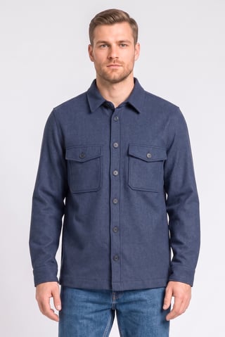 Men Regular Fit Long Sleeve Heather Jacket Shirt, Navy