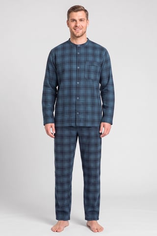 Men 2 Pieces Plaid Shirt And Pants Pajama Set, Multicolor