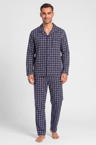 Men 2 Pieces Plaid Long Sleeve Shirt And Pants Pajama Set, Multicolor