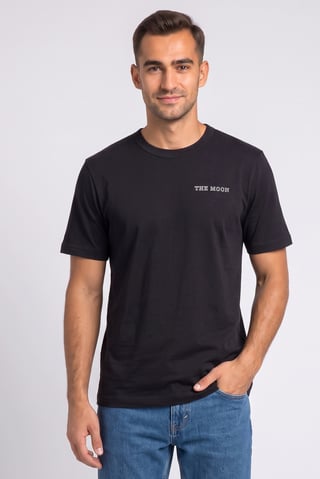 Men Crew Neck Short Sleeve Graphic Print T-Shirt, Black