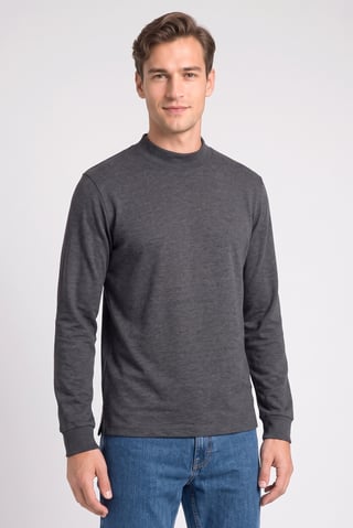 Men Regular Fit Heather Long Sleeve Sweatshirt, Dark Grey