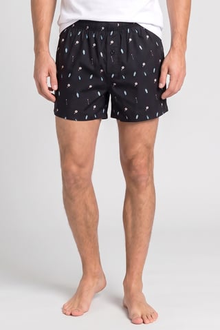 Men Allover Print Boxer Shorts, Black