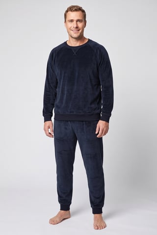 Men 2 Pcs Long Sleeve Sweatshirt And Pyjama Pants, Navy