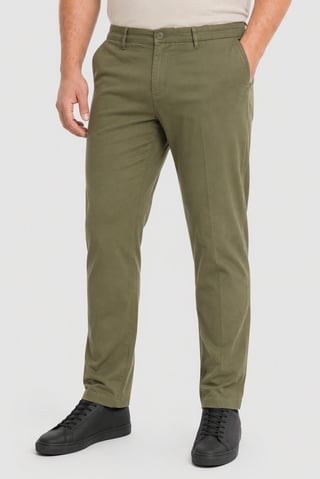 Men Slim Fit Solid Chino Pants, Olive