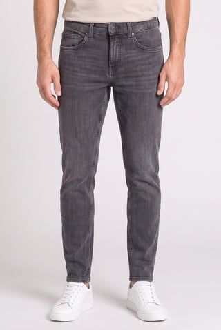 Men Slim Fit Solid Stretchable Jeans, Charcoal Grey
