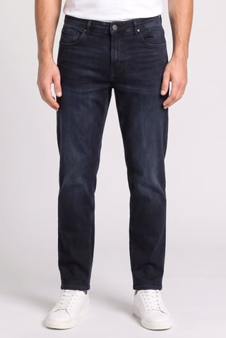 Men Regular Fit Solid Stretchable Jeans, Navy