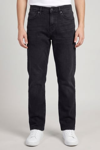 Men Regular Fit Washed Stretchable Denim Jeans, Black