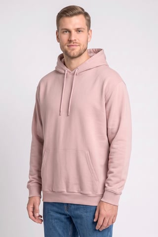 Men Long Sleeve Solid Hoodie, Dusty Pink