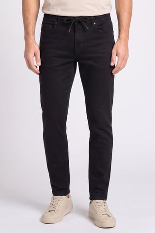 Men Slim Fit Washed Stretchable Denim Jeans, Black