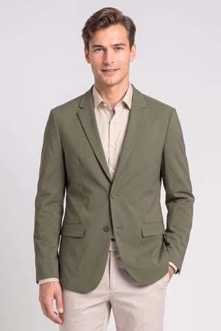 Men Regular Fit Solid Casual Blazer, Khaki