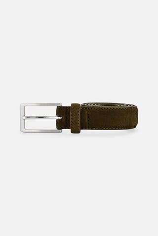 Men Suede Belt, Olive