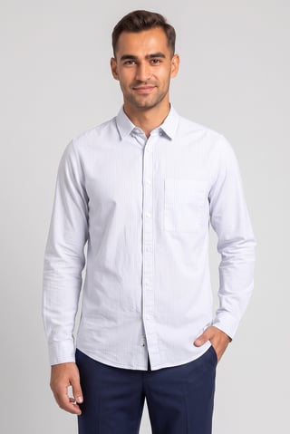Men Regular Fit Stripe Long Sleeve Casual Shirt, Multicolor