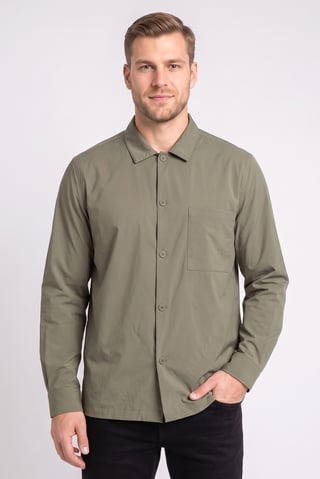 Men Regular Fit Long Sleeve Plain Casual Shirt, Olive