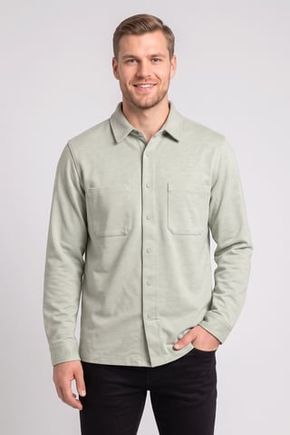 Men Regular Fit Long Sleeve Textured Casual Shirt, Sage Green
