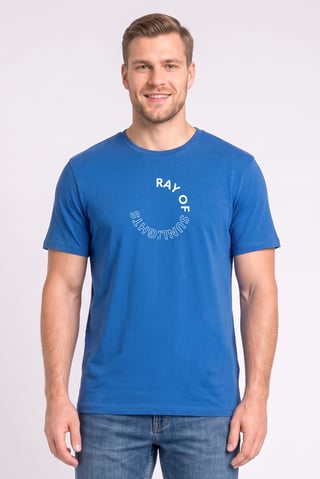 Men Crew Neck Short Sleeve Graphic Print T-Shirt, Dark Blue