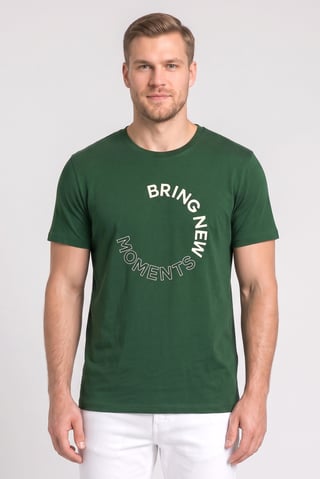 Men Crew Neck Short Sleeve Graphic Print T-Shirt, Green