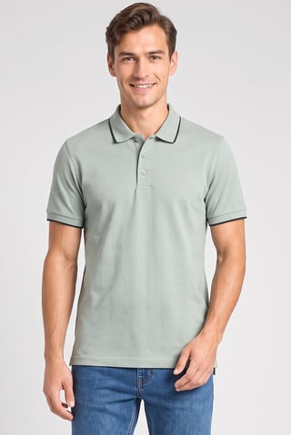 Men Regular Fit Solid Short Sleeve Polo Shirt, Green