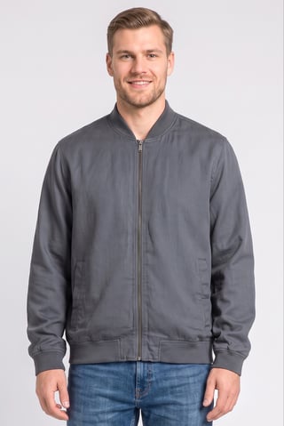 Men Plain Bomber Jacket, Grey
