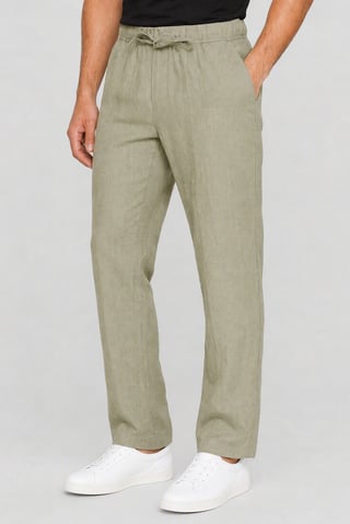 Men Comfort Fit Chambray Straight Leg Pants, Sage