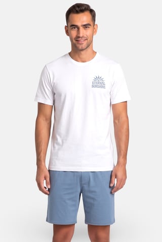 Men 2 Pcs Graphic Print Short Sleeve T-Shirt And Shorts Pyjama Set, Multicolor
