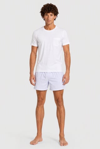 Men 2 Pieces Stripe Print T- Shirt And Shorts Pajama Set, Multicolor