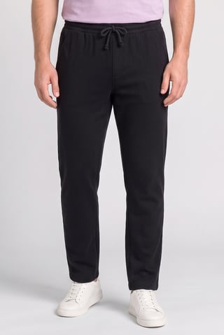Men Comfort Fit Textured Straight Leg Pants, Black