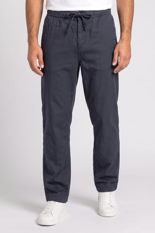 Men Comfort Fit Chambray Straight Leg Pants, Navy