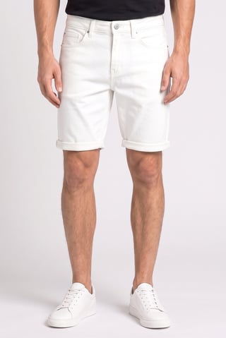 Men Regular Fit Washed Denim Shorts, White