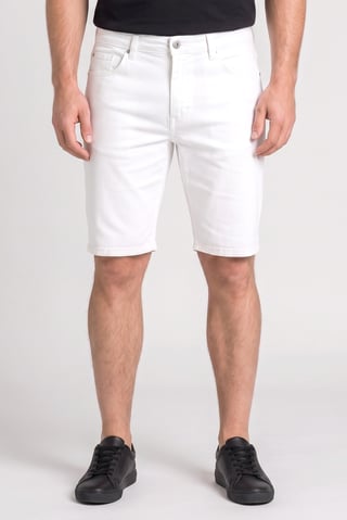 Men Solid Denim Maille Shorts, White