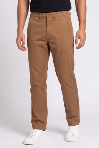 Men Regular Fit Solid Chino Pants, Dark Tan