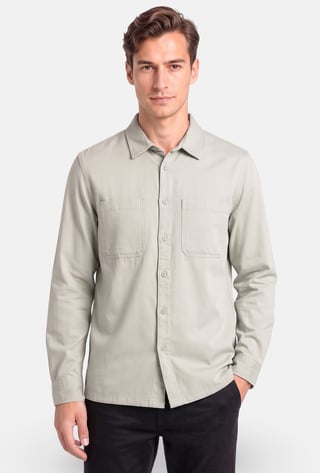 Men Regular Fit Plain Long Sleeve Casual Shirt, Sage Green