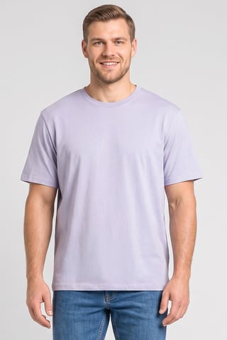 Men Crew Neck Short Sleeve Solid T-Shirt, Lavender