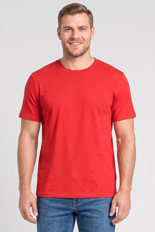 Men Crew Neck Short Sleeves Solid T-shirt, Red