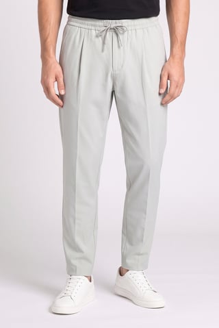 Men Regular Fit Solid Straight Leg Pants, Light Grey