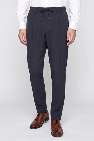 Men Regular Fit Textured Straight Leg Pants, Black