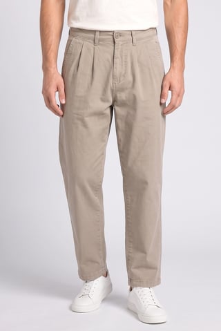 Men Baggy Fit Solid Straight Leg Pants, Beige