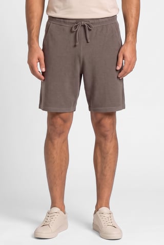 Men Textured Basic Shorts, Taupe