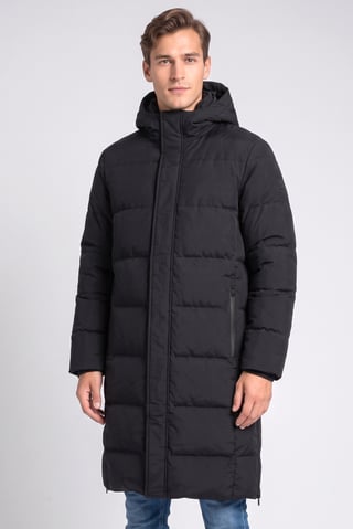 Men Quilted Puffer Jacket, Black