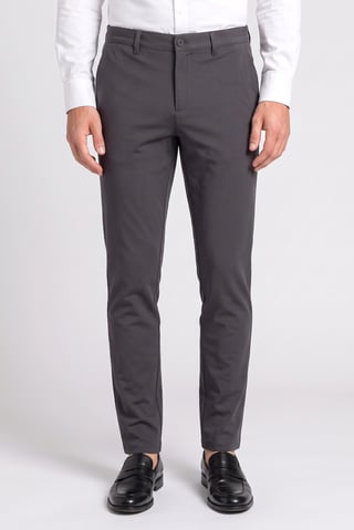 Men Slim Fit Plain Chino Pants, Dark Grey