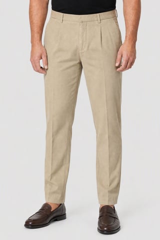 Men Slim Fit Solid Chino Pants, Dark Beige