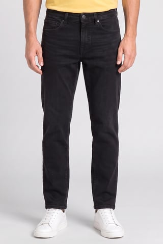 Men Loose Fit Washed Stretchable Denim Jeans, Faded Black