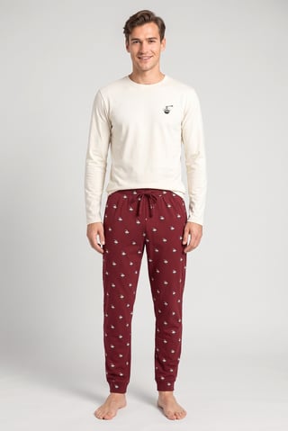 Men 2 Pieces Graphic Print Short Sleeve T-Shirt And Pants Pajama Set, Multicolor