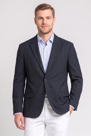 Men Regular Fit Textured Formal Blazer, Navy