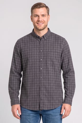 Men Regular Fit Checkered Long Sleeve Casual Shirt, Grey