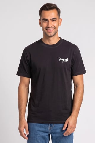 Men Crew Neck Short Sleeve Graphic Print T-Shirt, Black