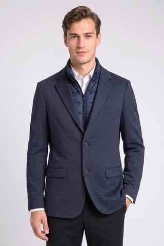 Men Slim Fit Textured Casual Blazer, Navy