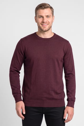 Men Crew Neck Long Sleeve Knitted Sweatshirts, Burgundy