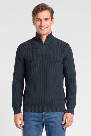 Men Turtle Neck Knitted Long Sleeve Sweater, Dark Green