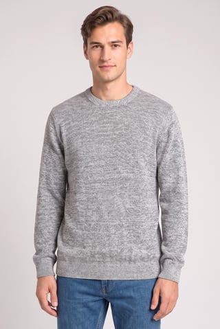 Men Crew Neck Long Sleeve Textured Sweater, Multicolor